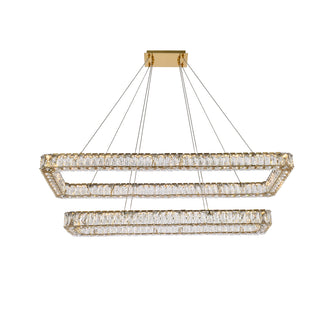 Monroe 50 inch LED double rectangle pendant in gold