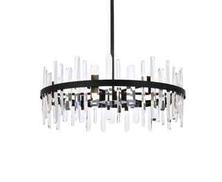 Serena 32 inch crystal round chandelier in black