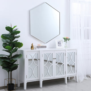 Metal frame hexagon mirror 41 inch in silver