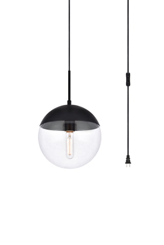 Eclipse 1 Light Black plug in pendant With Clear Glass