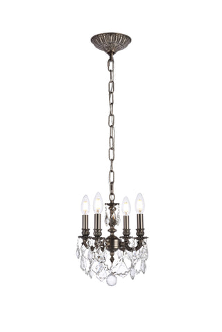 Lillie 4 light Pewter Pendant Clear Royal Cut Crystal