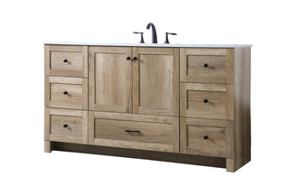 60 Inch SIngle Bathroom Vanity In Natural Oak