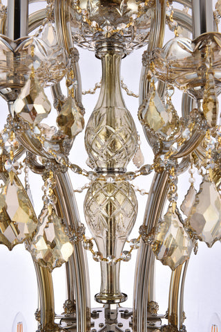 Maria Theresa 36 light Golden Teak Chandelier Golden Teak (Smoky) Royal Cut Crystal