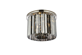 Sydney 6 light polished nickel Flush Mount Silver Shade (Grey) Royal Cut Crystal