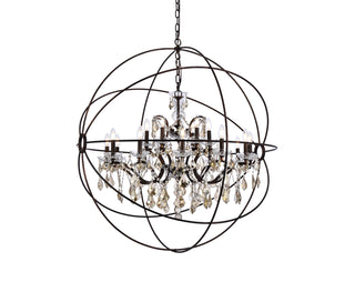 Geneva 18 light Dark Bronze Chandelier Golden Teak (Smoky) Royal Cut crystal