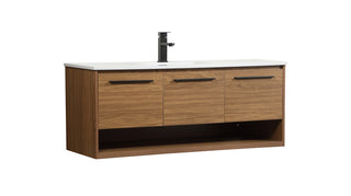 48 inch Single bathroom vanity in walnut brown