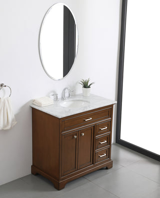 36 In. Single Bathroom Vanity Set In Teak