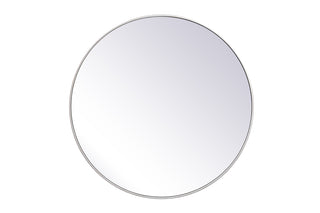 Metal frame round mirror 39 inch in silver