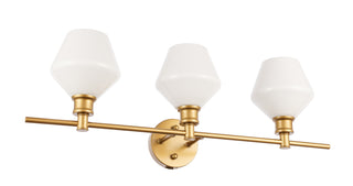 Gene 3 light Brass and Frosted white glass Wall sconce