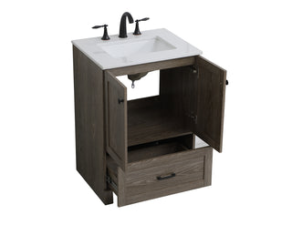 24 inch Single Bathroom Vanity in Weathered oak