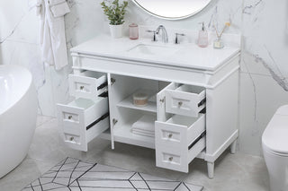 48 inch Single bathroom vanity in white with backsplash