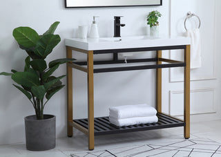 36 inch Single Bathroom Metal Vanity in Golden Black