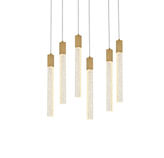 Weston 6 lights pendant in satin gold