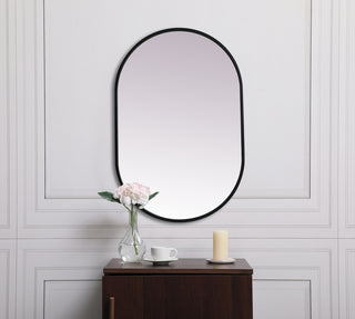 Metal Frame Oval Mirror 20x30 Inch in Black