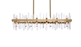 Serena 42 inch crystal rectangle chandelier in satin gold