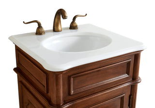 21 inch Single Bathroom vanity in Teak with ivory white engineered marble