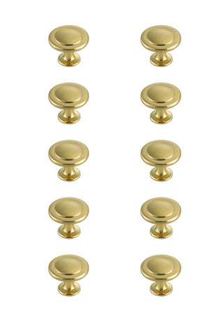 Logyn 1.3" Diameter Brushed Gold Mushroom Knob Multipack (Set of 10)