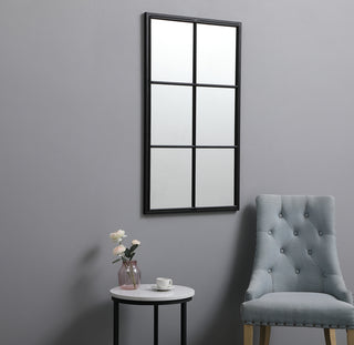 Metal windowpane mirror 24 inch x 40 inch in Black