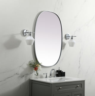 Metal Frame Oval Mirror 27x40 Inch in Silver