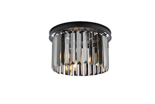 Sydney 3 light Matte Black Flush Mount Silver Shade (Grey) Royal Cut Crystal