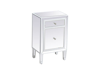 18 inch mirrored end table in white