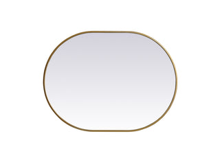 Metal Frame Oval Mirror 27x36 Inch in Brass