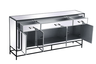 James 72 in. mirrored credenza in black