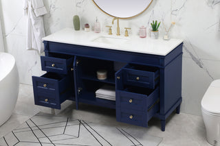 60 inch Single bathroom vanity in blue