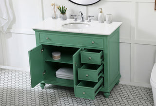 42 inch Single Bathroom vanity in vintage mint with ivory white engineered marble