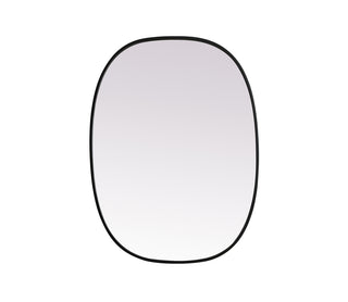 Metal Frame Oval Mirror 27x36 Inch in Black