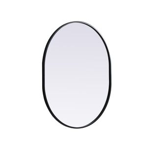 Metal Frame Oval Mirror 30x36 Inch in Black