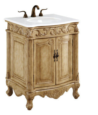 27 inch Single Bathroom vanity in Antique Beige with ivory white engineered marble