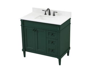 36 inch Single bathroom vanity in green with backsplash