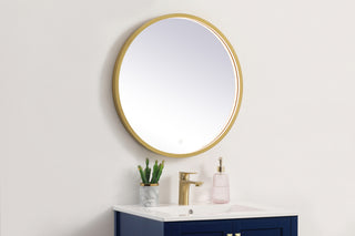 Pier 24 inch LED mirror with adjustable color temperature 3000K/4200K/6400K in brass