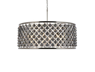 Madison 10 light polished Nickel Chandelier Silver Shade (Grey) Royal Cut Crystal