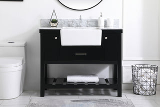 42 inch Single bathroom vanity in black with backsplash