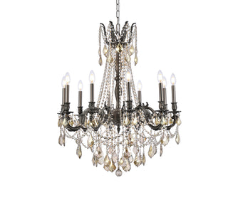 Rosalia 10 light Pewter Chandelier Golden Teak (Smoky) Royal Cut Crystal