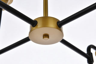 Hanson 8 lights pendant in black with brass with clear shade