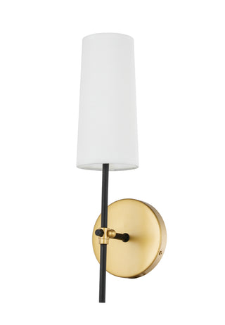 Mel 1 light Brass and Black and White shade wall sconce