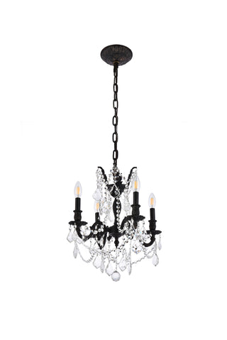 Rosalia 4 light Dark Bronze Pendant Clear Royal Cut Crystal