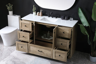 54 Inch SIngle Bathroom Vanity In Natural Oak