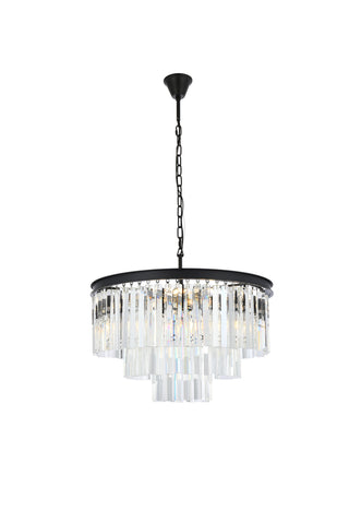 Sydney 9 light Matte Black Chandelier Clear Royal Cut Crystal