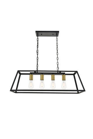 Resolute 4 light brass and black Pendant