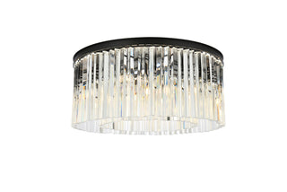 Sydney 8 light Matte Black Flush Mount Clear Royal Cut Crystal