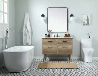 42 inch Single bathroom vanity in natural oak with backsplash