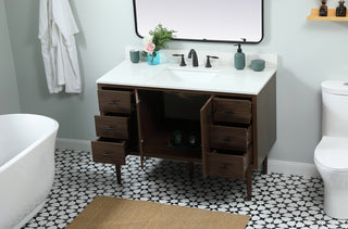 48 inch Single bathroom vanity in walnut with backsplash