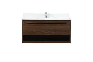 40 inch Single bathroom vanity in walnut with backsplash