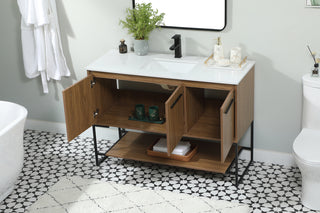 48 inch Single bathroom vanity in walnut brown