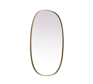 Metal Frame Oval Mirror 27x40 Inch in Brass