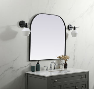 Metal Frame Arch Mirror 36x34 Inch in Black